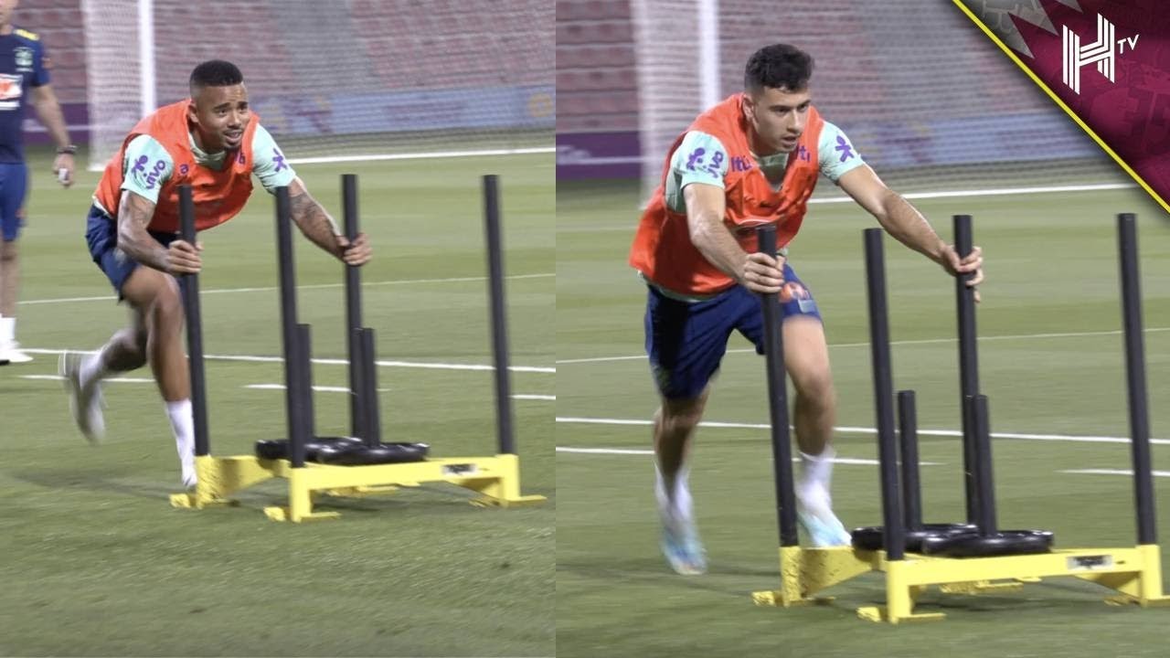 Arsenal stars Martinelli & Gabriel Jesus' BROMANCE in Brazil World Cup training