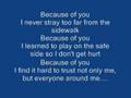 Kelly Clarkson~ Because of you w/lyrics 