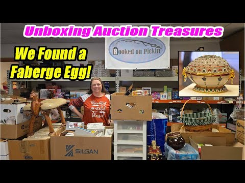 We find the coolest Treasures in the Auction Unboxing! Cars, Coins, Figurines and Fabergé Eggs!