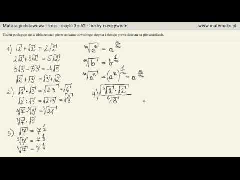 Matura podstawowa - kurs - część 3 z 62 - działania na pierwiastkach