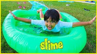 SLIME Water Slide for Kids H2O Slip N Slide Inflatable toy!!!