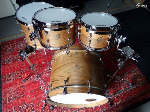 DEMO - Full Walnut Drums 22",10,12,16" - Groove Drum Co.