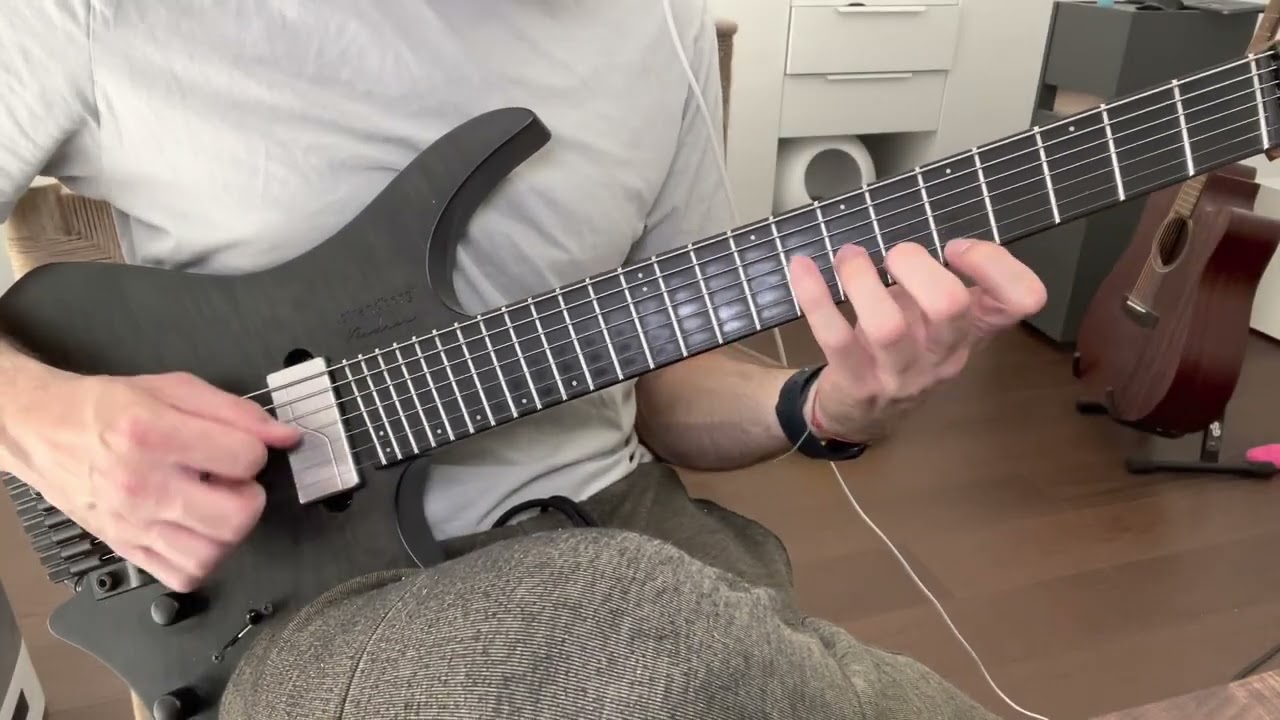 Roberto Barlocci playing a fast sweep picking arpeggio exercise on electric guitar