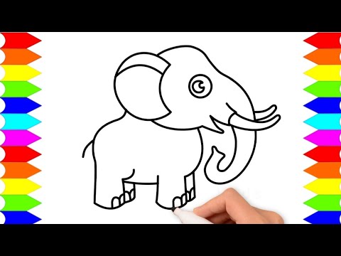 Cara menggambar Gajah yang mudah - Belajar menggambar dan mewarnai anak TK dan Paud