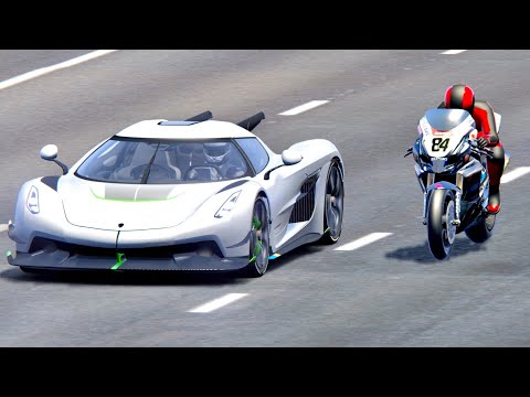 Koenigsegg Jesko Absolut vs Suzuki GSXRR-R 1000 - Drag Race 20 KM