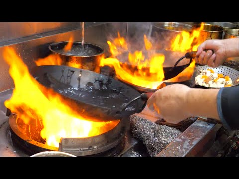 Erstaunliche Wok-Fähigkeiten! Kochen mit extrem starkem Feuer - Wok-Fähigkeiten in Taiwan