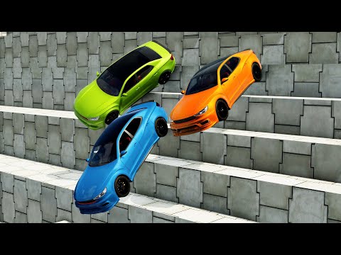 Stair Jumps Down Crashes #17 - BeamNG drive