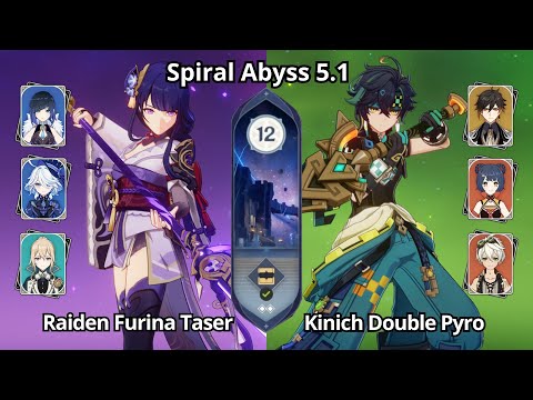 C0 Raiden Furina Taser & C0 Kinich Double Pyro - Spiral Abyss 5.1 Floor 12 Genshin Impact