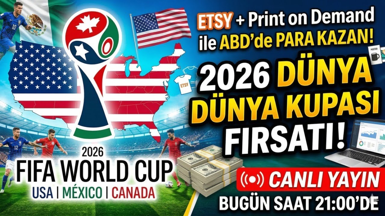 2026 Dünya Kupası Fırsatı: ETSY + Print on Demand ile ABD’de Para Kazan! (Canlı Yayın)