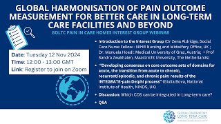 Global Harmonisation of Pain Outcome Measurement for Better Care in LTC Facilities and Beyond