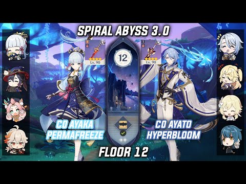 C0 Ayaka Permafreeze & C0 Ayato Hyperbloom - Spiral Abyss 3.0 Floor 12 [Genshin Impact]