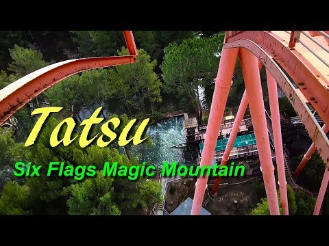 Six Flags Magic Mountain Tatsu Flying Roller Coaster On Ride Front Row HD POV