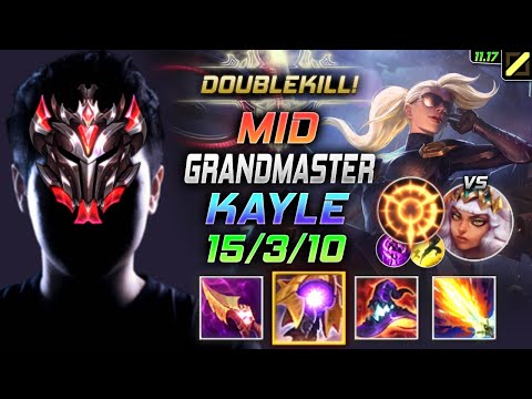 GrandMaster Kayle MID vs Qiyana - 천상계 장인 미드 케일 템트리 룬 내셔 집공 ケイル Кейл 正义天使 凱爾 - LOL KR 11.17
