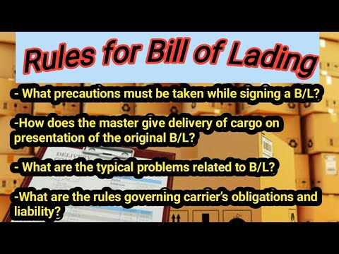 PARTE 2 DO CONHECIMENTO DE EMBARQUE: Regras de B/L, problemas, precauções e responsabilidade/obrigação da transportadora