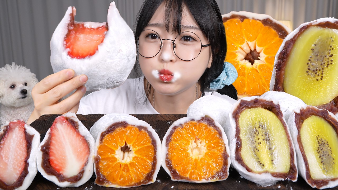 입안에서 과즙 팡팡💦직접 만든 과일찹쌀떡 모찌 먹방🤍Refreshing Fruit Mochi Mukbang ASMR