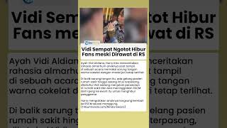 Vidi Aldiano Sempat Ngotot Hibur Penggemar meski Dirawat di RS, Sembunyikan Ini dari Fans