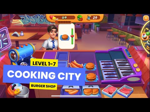 COOKING CITY - BURGER SHOP - LEVEL 1-7 WALKTHROUGH INDONESIA - YouTube