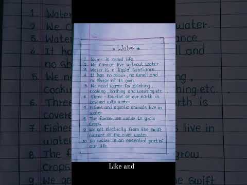 10 lines on water in english || paragraph on water || water essay in english || #creativewriting #yt