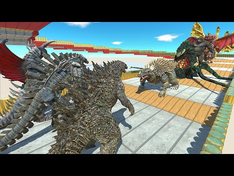 GODZILLA and GIGAN FINAL WARS vs GHIDORAH DEATH CLIMB - Animal Revolt Battle Simulator