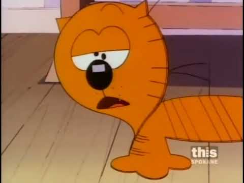 Heathcliff flattened by a giant cat toy