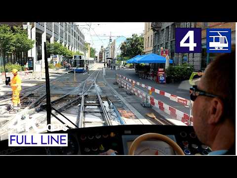 🇨🇭 Cab Ride Zurich Tram Line 4 Driver's View | Altstetten Station - Tiefenbrunnen Station Full Li...