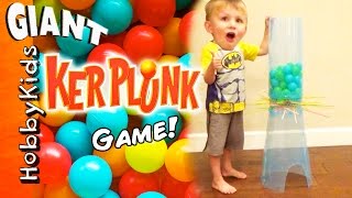 Biggest GIANT KERPLUNK Game! Don't Let the Balls Fall, HobbyFamily Fun Game Night HobbyKidsTV