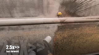 SandBlasting narrow boat full bottom half