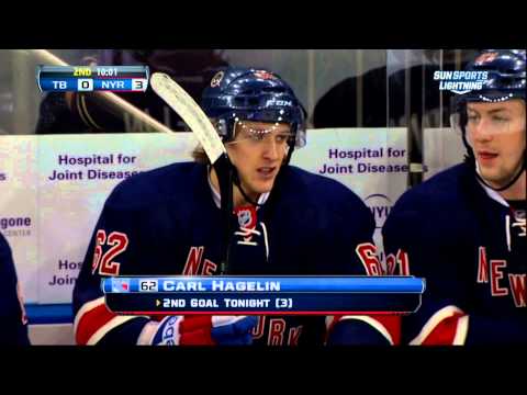 Carl Hagelin goal Feb 10 2013 Tampa Bay Lightning vs NY Rangers NHL Hockey