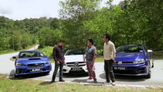 DRIVEN 2014 #4: Mercedes A 45 AMG vs VW Golf R vs Subaru WRX STI