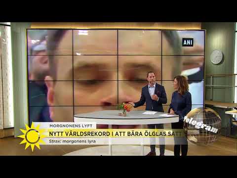 Nytt världsrekord i att bära ölglas - Nyhetsmorgon (TV4)