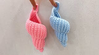 [Crochet Bag Tutorial] - How to make wall-mounted wall decoration conch storage bags hold flowers