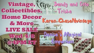 Exclusive Live Sale Incredible Deals on Unique Vintage Home Décor | Apr 8 @4pm et (1pm pt)