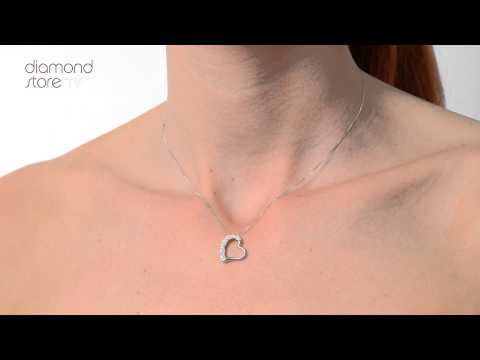 R4624 - Heart Pendant 0.19CT Diamond 18K White Gold