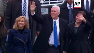 US VP Pence greets crowd during walkabout