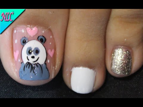 DISEÑO DE UÑAS PARA PIES PANDA Y CORAZONES ♥ PRINCIPIANTES – DISEÑO DE UÑAS MUY FÁCIL – NLC