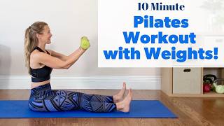 10Min PILATES WORKOUT WITH WEIGHTS - Full Body Workout at Home