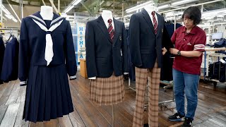 批量生產校服的過程。 擁有170年曆史的日本製服工廠