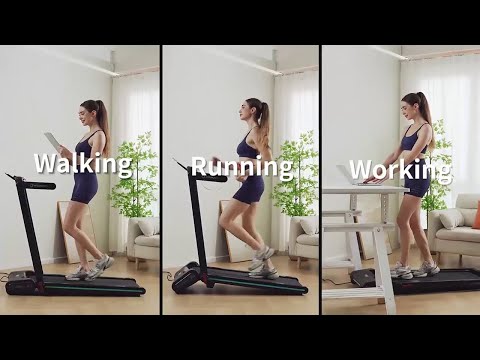 FINEHORSE 13% Incline Walking Pad Treadmill Under Desk, 5 in 1Treadmill for Home (Red) video review thumbnail
