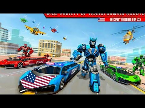 Flying Police Robot Transforming Car Game 2021