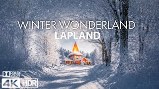 WINTER WONDERLAND - SNOW LAPLAND 4K ❄️ Peaceful Falling Snow & Relaxing Music for Stress Relief