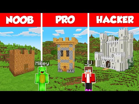 Sfida di costruzione del castello della torre - JJ contro Mikey - Noob contro Pro - Minecraft Maizen