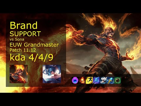 Brand Support vs Sona - EUW Grandmaster 4/4/9 Patch 11.12 Gameplay