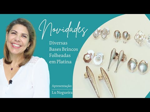 Bases Brinco Folheadas Platina para Montagem de Semijoias Finas  - Pedra Mística