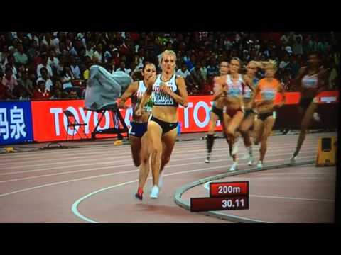 Jessica Ennis winning 800m race- World Championship Woman's Heptathlon