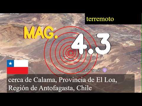 Terremoto de magnitud 4,3 sacudió cerca de Calama, Provincia de El Loa, Región de Antofagasta, Chil