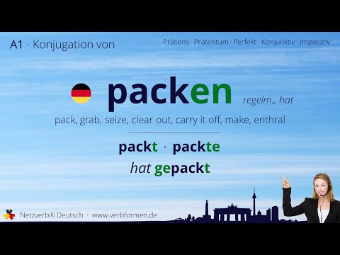 Konjugation Verb „packen“ (regelm., hat) - alle Zeitformen, Lernvideo, Tutorial