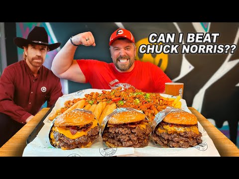 Batti il ​​record di Joel e vinci 100 £ | Sfida Welsh Smash Cheeseburger 3x4 "Chuck Norris" dei B...