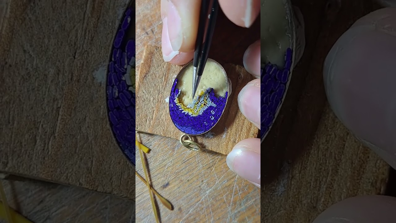 Making of micromosaic pendant - realizzazione di un ciondolo in micromosaico filato romano