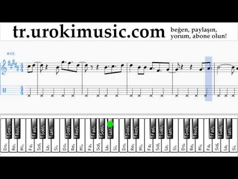 Piyano Nasıl Çalınır (sağ el) David Guetta, Justin Bieber - 2U Tablatura Bölüm#2 um-i723