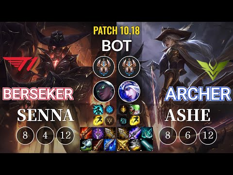 T1 Berseker Senna vs V3 Archer Ashe Bot - KR Patch 10.18